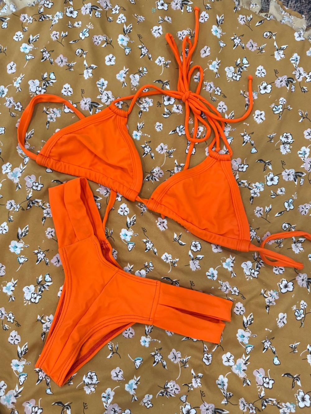 Montce Orange Euro Triangle String Bikini Set